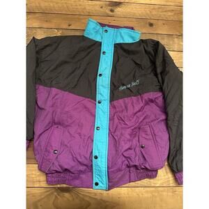 Vintage Horizon Sportswear Nylon Jacket Thompson Boats Mens L Black Zip Up USA